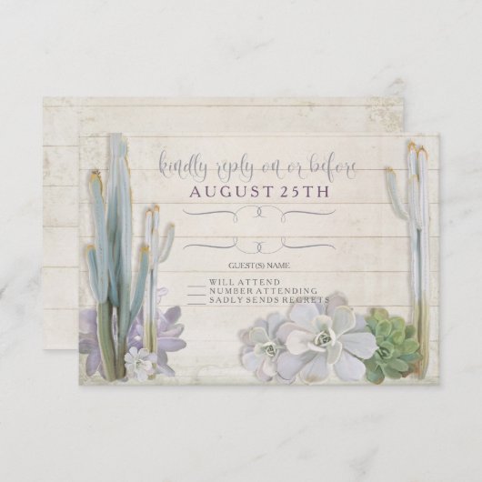 RSVP Desert Cactus Succulente Typographie moderne (Devant / Derrière)