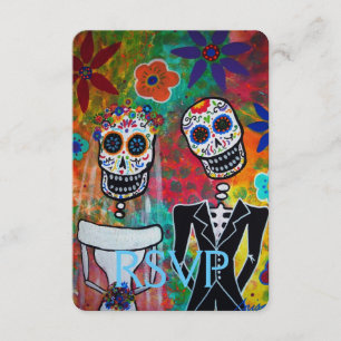 RSVP Dia de los Muertos Wedding Response Kaart