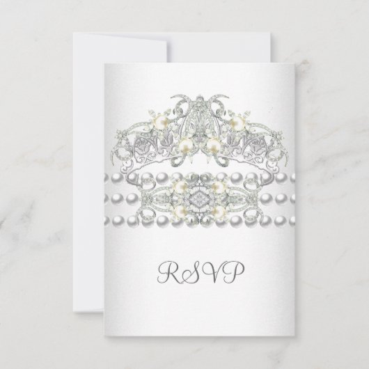 RSVP Diadème Argent Perle Blanche Diamant (Devant)