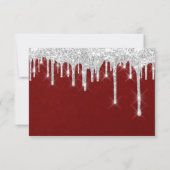 RSVP Drips de gris argenté Mariage Rouge (Dos)