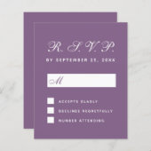 RSVP Dusty Paarse Budget Huwelijksreactie Kaart (Voorkant / Achterkant)