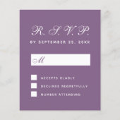 RSVP Dusty Paarse Budget Huwelijksreactie Kaart (Voorkant)