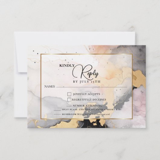 RSVP Ebony Roos en Goud Abstract Marmer (Voorkant)