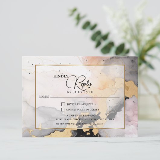 RSVP Ebony Roos en Goud Abstract Marmer (Staand voorkant)