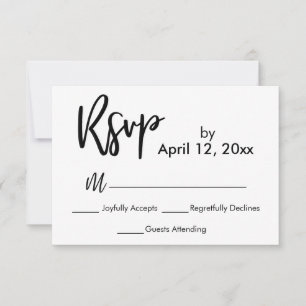 RSVP Écriture manuscrite moderne Mariage noir blan