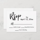 RSVP Écriture manuscrite moderne Mariage noir blan (Devant / Derrière)