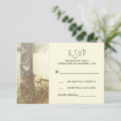 RSVP, een trouwe  boom en een fietsenbruiloft RSVP Kaartje (Staand voorkant)