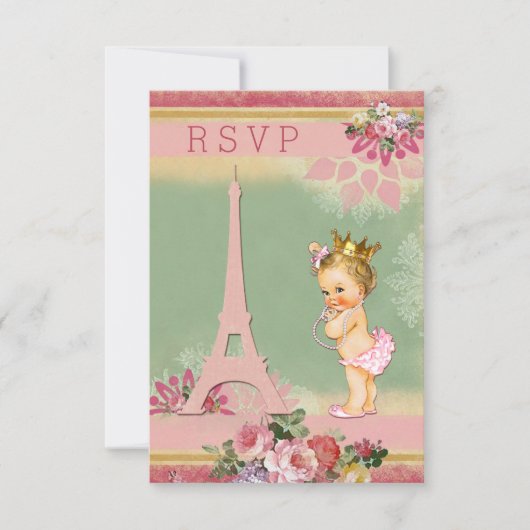 RSVP Eiffel Tower Princess Baby shower (Voorkant)