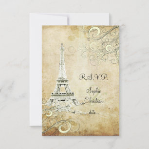 RSVP  EIFFEL TOWER/VANILLA SWIRLS KAARTJE