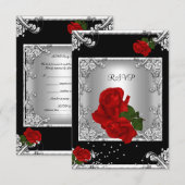 RSVP Elegant 50ste Verjaardagsfeest Red Rose Silve (Voorkant / Achterkant)