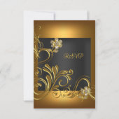 RSVP Elegant Anniversaire Fleur d'Or Noir (Devant)