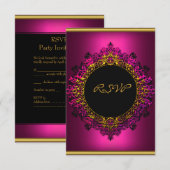 RSVP Elegant Anniversaire Party Dark Pink Black Go (Devant / Derrière)