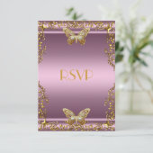 RSVP Elegant Anniversaire Pink Gold Papillon (Debout devant)