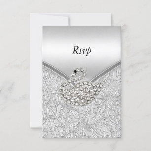 RSVP Élégant Argent  Anniversaire White Swan