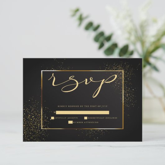 RSVP | Elegant Black en Gold Glitter (Staand voorkant)