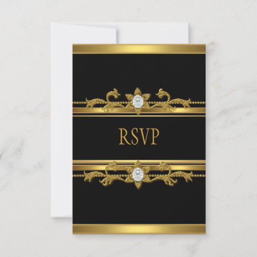 RSVP Elegant Black Gold Diamond Jewel Anniversaire (Devant)