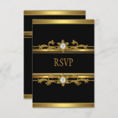 RSVP Elegant Black Gold Diamond Jewel Anniversaire (Devant / Derrière)