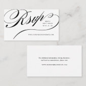 RSVP Elegant Black Script Online Reply Insert Plaatskaartje (Voorkant / Achterkant)