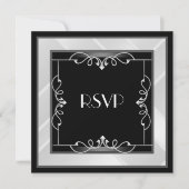 RSVP Elegant Black Silver White Art Deco Kaart (Voorkant)