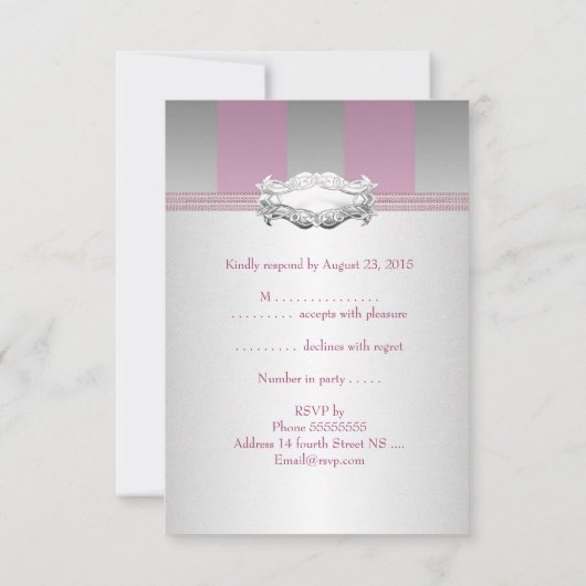 RSVP Elégant blanc rose perle rayure Anniversaire  (Dos)