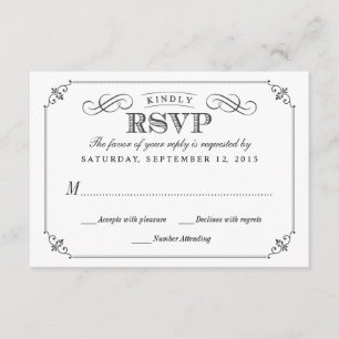 RSVP Elegant Chalkboard Stlye Wedding Kaartje