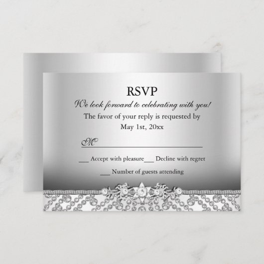 RSVP élégant diamant argent (Devant / Derrière)