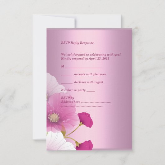 RSVP Élégant fête d'anniversaire Pink White Poppie (Dos)