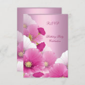RSVP Élégant fête d'anniversaire Pink White Poppie (Devant / Derrière)