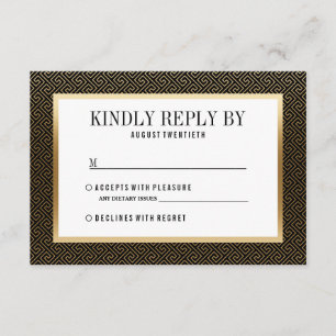 RSVP   Elégant Formal Golden Géométrique sur Noir