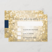 RSVP Elegant Gold Champagne Navy Blue Wedding (Voorkant / Achterkant)