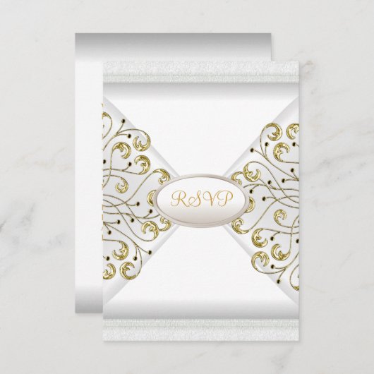 RSVP Elégant Mariage Anniversaire Or Blanc (Devant / Derrière)