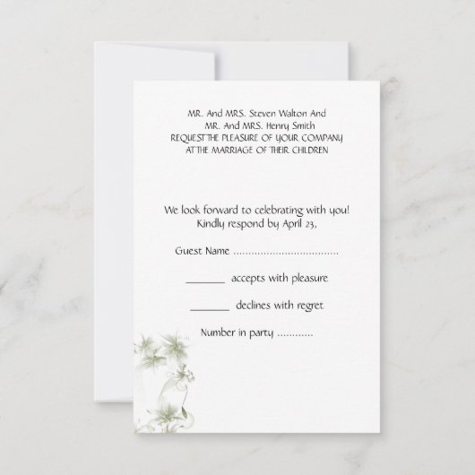 RSVP Elégant Mariage Blanc Beige Vert Champagne (Dos)