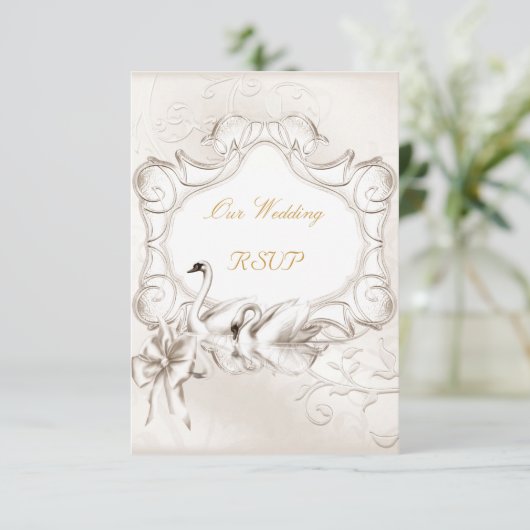 RSVP Elégant Mariage Blanc Crème Swans Set (Debout devant)