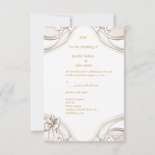 RSVP Elégant Mariage Blanc Crème Swans Set (Dos)