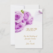 RSVP Elégant Mariage Blanc Violet Roses Cloches de (Devant)