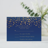 RSVP Élégant Mariage Bleu Nuit & Confettis Dorés P (Debout devant)