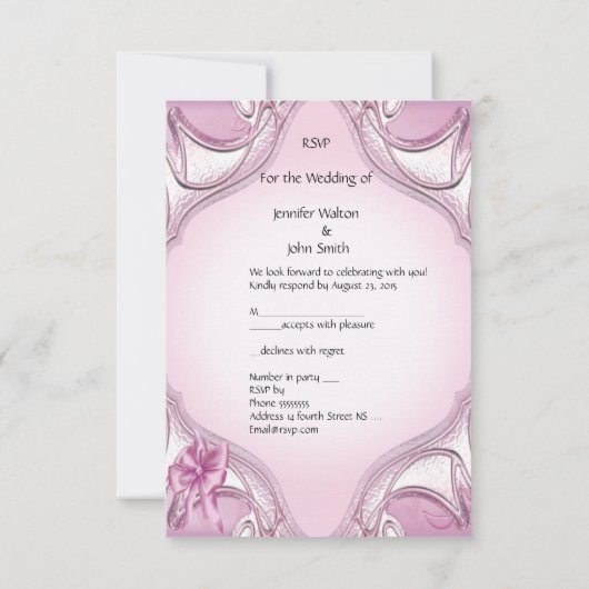 RSVP Élégant Mariage Cygnes Roses Cœur (Dos)