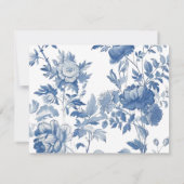 RSVP Elégant Mariage Floral Français Toile Bleu (Dos)