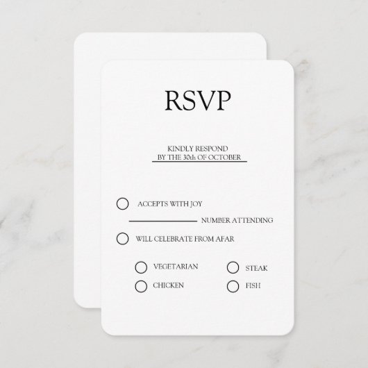 rsvp élégant mariage invitation bundle simple (Devant / Derrière)