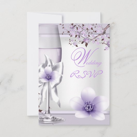 RSVP Élégant Mariage Lavande Violet Lilas 6 (Devant)