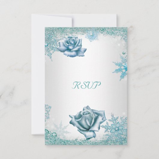 RSVP Élégant Mariage Paillettes Bleu sarcelle Rose (Devant)