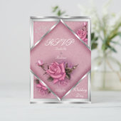 RSVP Elégant Mariage Rose Rose Bouquet Argent (Debout devant)