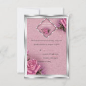RSVP Elégant Mariage Rose Rose Bouquet Argent (Dos)