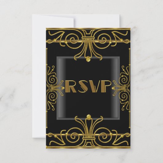 RSVP Élégant Noir Or Art Déco 2 (Devant)
