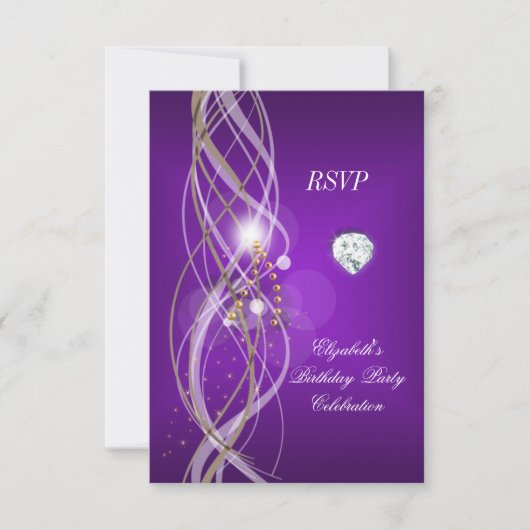 RSVP Elegant Purple Gold Floral Diamond Party (Devant)