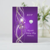 RSVP Elegant Purple Gold Floral Diamond Party (Debout devant)