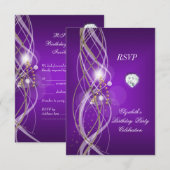 RSVP Elegant Purple Gold Floral Diamond Party (Devant / Derrière)
