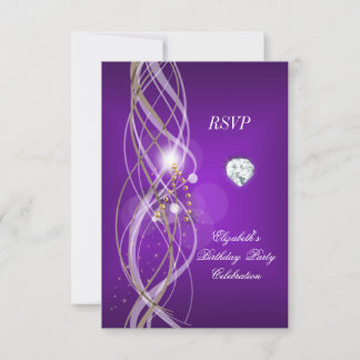 RSVP Elegant Purple Gold Floral Diamond Party