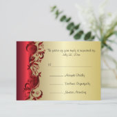 RSVP Elegant Red & Gold Florid Wedding Design (Staand voorkant)