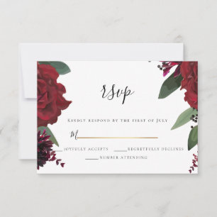 RSVP Élégant riche floral bordeaux Marsala